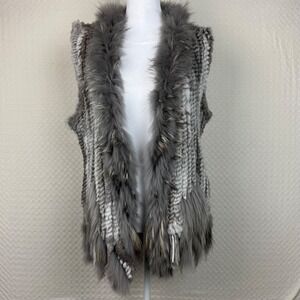 Gaby & Eden Genuine Fur Vest Womens Medium Rabbit Raccoon Sleeveless Boho Luxe